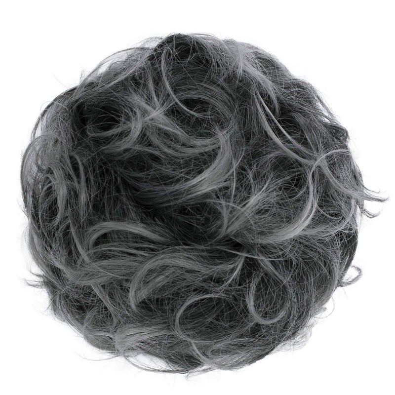CAISHA Big Hairpiece Scrunchy Updo Bridal Hairstyle curly Messy Bun Ash Gray Mix G26E - Image 1